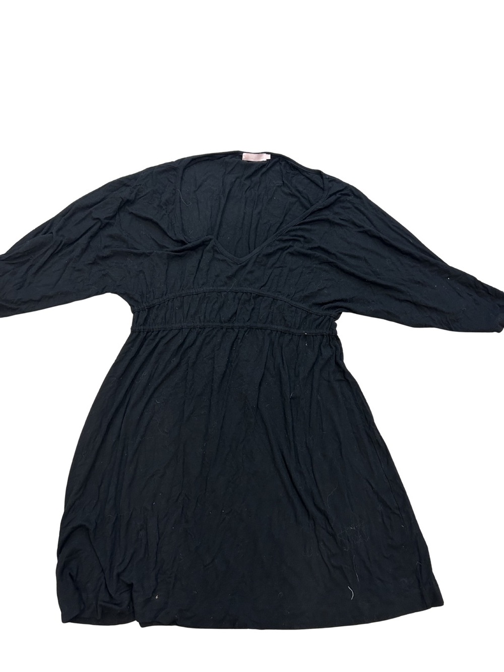 Women's Black V-Neck Long Sleeve Empire-Waist Dress